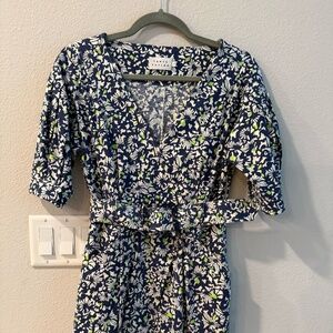 Tanya Taylor Blue and Green Dress w/ Belt